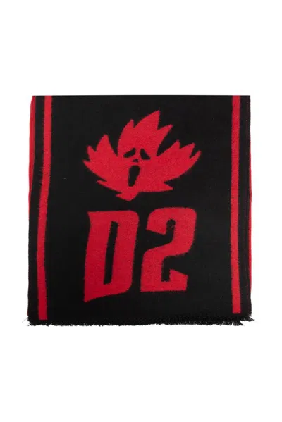 Dsquared2 D2 Logo Scarf In Black
