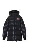 Dsquared2 D2 Long Down Jacket In Black Nylon With Hood In Black