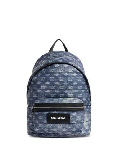 Dsquared2 D2 Monogram Backpack In Blue