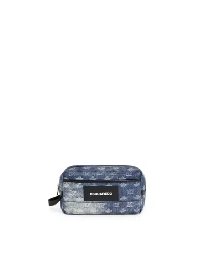 Dsquared2 D2 Monogram Beauty Case In Blue