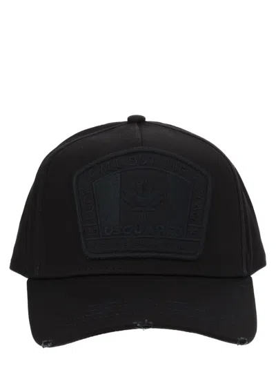Dsquared2 D2 Patch Baseball Cap In Black