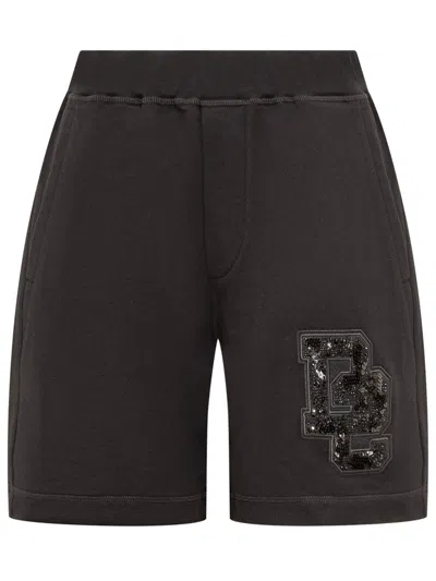 Dsquared2 D2 Patch Elastic Waist Track Shorts In Black