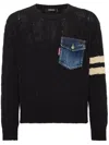 Dsquared2 Cable Knit Crewneck Sweater In Black Variant