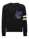 Dsquared2 Cable Knit Crewneck Sweater In Negro