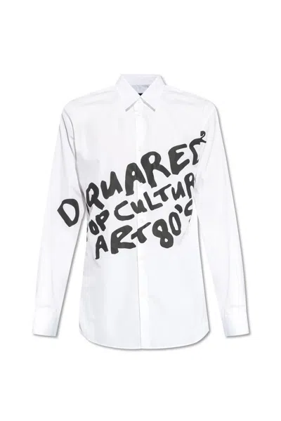 Dsquared2 D2 Pop 80's Long Sleeved Shirt In White