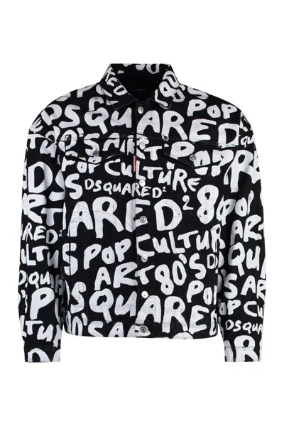 Dsquared2 D2 Pop 80s Printed Denim Jacket In Black