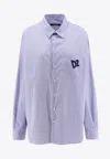 Dsquared2 Summer Lovers Oversized Striped Cotton Shirt In Blue