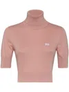 Dsquared2 D2 Roll-neck Crop Top In Pink