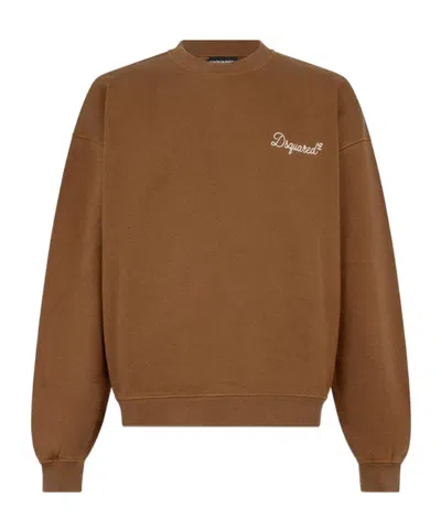 Dsquared2 D2 Signature Crew-neck Sweatshirt In Brown