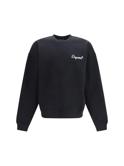 Dsquared2 D2 Signature Relax Fit Crewneck Sweatshi In Blue