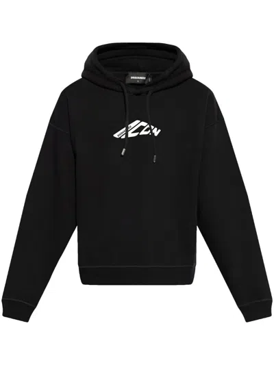 Dsquared2 D2 Stamped Hoodie In Black