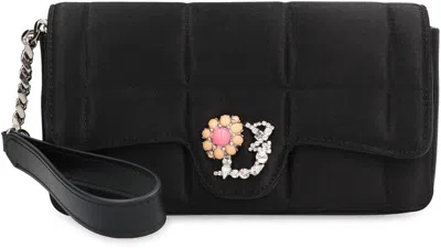 Dsquared2 D2 Statement Embellished Quilted Clutch Bag In Black