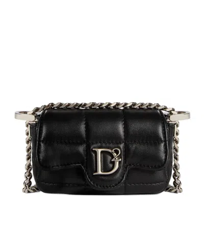 Dsquared2 D2 Statement Leather Crossbody Bag In Black