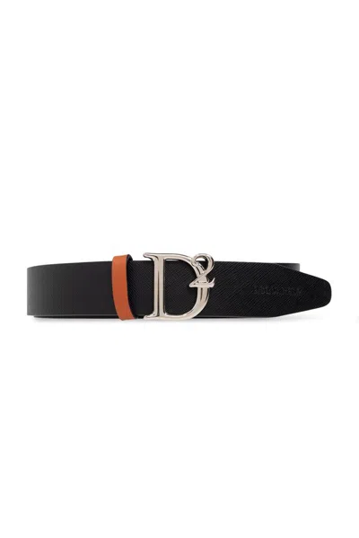 Dsquared2 D2 Statement Logo Buckled Belt In Black