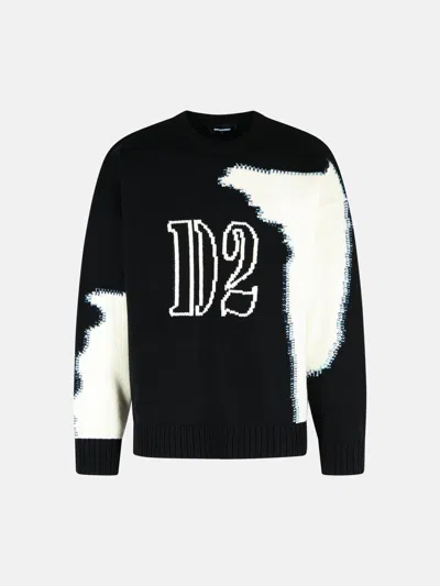 Dsquared2 'd2' Sweater Fake Black Wool Stitching