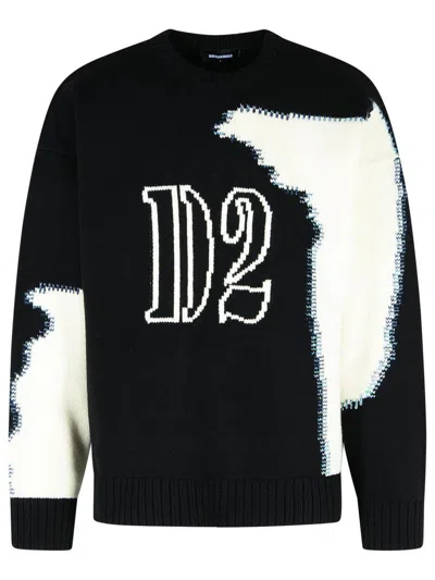 Dsquared2 'd2' Sweater Fake Black Wool Stitching