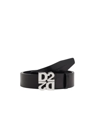 Dsquared2 D2 Upside Down Belt In Black