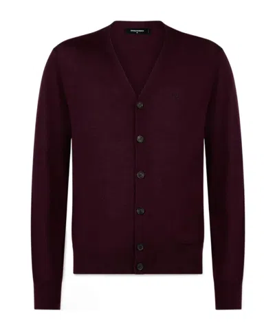 Dsquared2 D2 Upside Down Cardigan In Burgundy