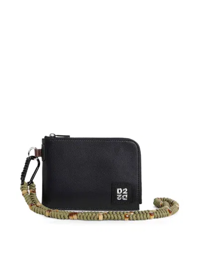 Dsquared2 D2 Upside Down Leather Clutch In Black