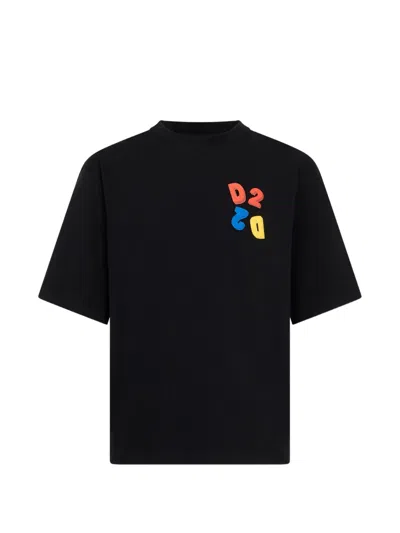 Dsquared2 D2 Upside Down Loose Fit T-shirt In Black