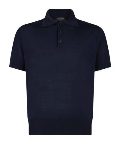 Dsquared2 D2 Upside Down Polo In Blue