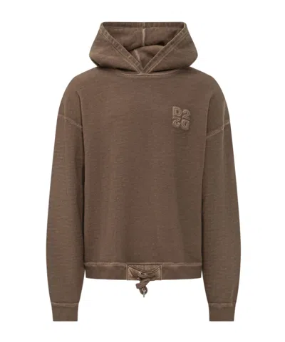 Dsquared2 D2 Upside Down Relax-fit Hoodie In Brown