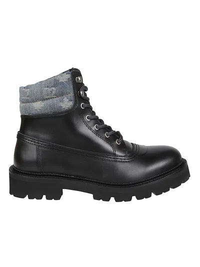 Dsquared2 D2 Warm Up Monogrammed Leather Ankle Boots In Animal Print