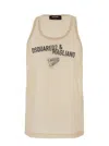 Dsquared2 D2 X Magliano Beige Sleeveless Top With Logo Lettering On The Front In Cotton Man In Neutral