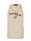 Dsquared2 D2 X Magliano Beige Sleeveless Top With Logo Lettering On The Front In Cotton Man In Pattern