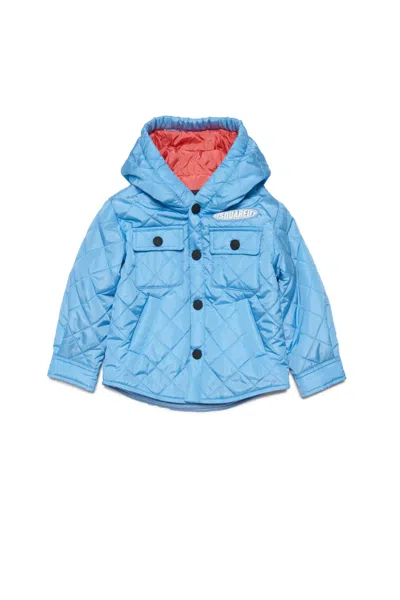 Dsquared2 Kids' D2j437b Jacket Dsquared Lightweight Padded Jacket With Surf Logo Patch In Azzurro
