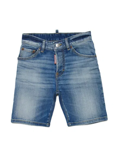 Dsquared2 Kids' Commando Denim Shorts In Blue