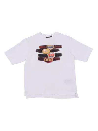 D-squared2 Kids'  D2t1239u New Loose Fit Maglietta In White