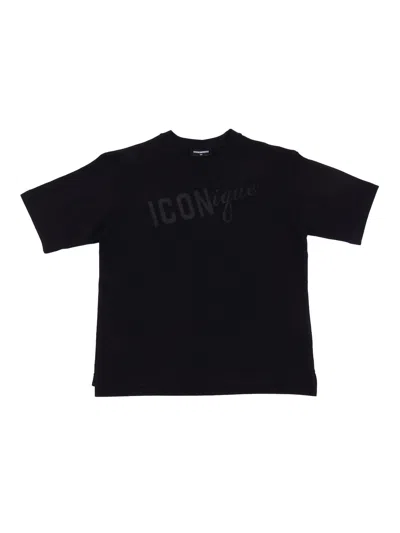 D-squared2 Kids'  D2t1240u New Loose Fit Maglietta In Black