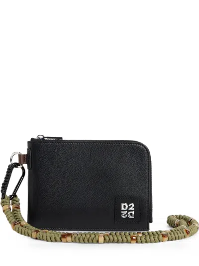 Dsquared2 D2-upside-down Leather Neck Pouch In Yellow