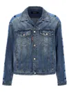 Dsquared2 Blue Jacket With Distressed Effect And Logoed Metal Buttons In Blue