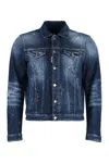 Dsquared2 Ripped Cast Dan Jacket In Blue Denim With Wear In Navy
