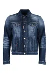 Dsquared2 Ripped Cast Dan Jacket In Blue Denim With Wear In Navy