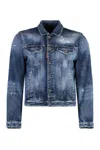 Dsquared2 Paint Splatter Printed Distressed Denim Jacket In Navy