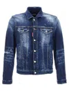 Dsquared2 Dan Blue Jacket With Classic Collar And All-over Painted Details In Denim Man In Blue