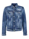 Dsquared2 Dan Distressed Buttoned Denim Jacket In Blu