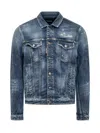 Dsquared2 Distressed Denim Jacket With Button-up Front In Blue