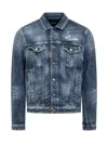 Dsquared2 Dan Distressed Buttoned Denim Jacket In Navy Blue