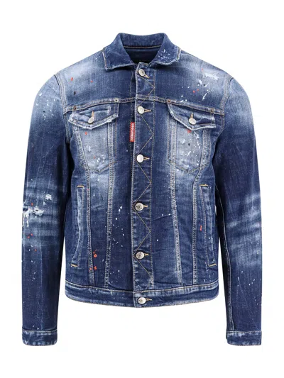 Dsquared2 Dan Jean Jacket With Destroyed Effect In Blue