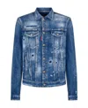 Dsquared2 Dan Distressed Buttoned Denim Jacket In Blue