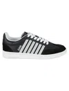 Dsquared2 Black Low Top Sneakers With Contrasting Striped Embellishment On The Side In Leather Woman In Black