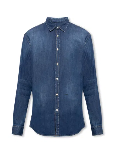 Dsquared2 Dan Relaxed Chambray Denim Shirt In Black