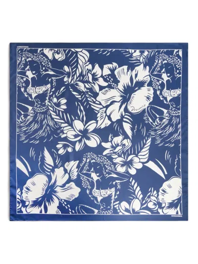 Dsquared2 Dancing Flowers Scarf In Blue