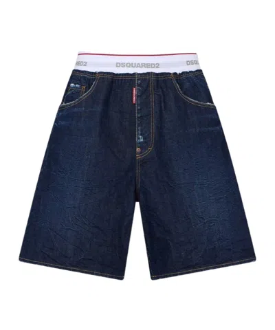 Dsquared2 Dark Aviator Surfer Shorts In Blue