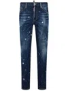 Dsquared2 Distressed Slim-fit Jeans With Unique Splatter Detailing In Blue