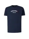 Dsquared2 Dark Blue Casual Short Sleeve T-shirt With Bold Logo In Blue